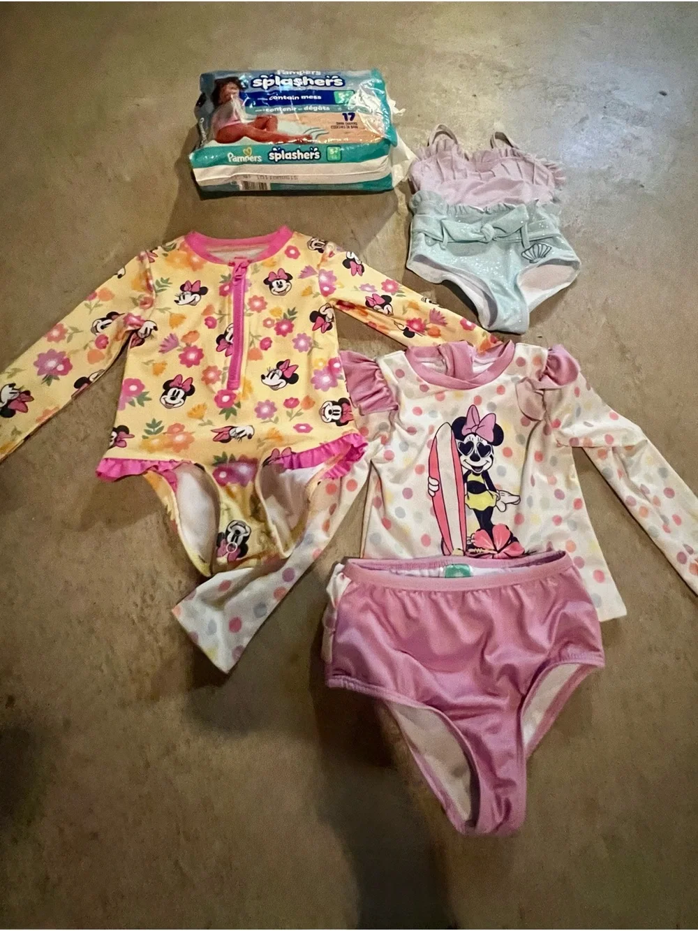 Disney Girls' Minnie Swimwear Set in Yellow, Pink, Mint & Lavender